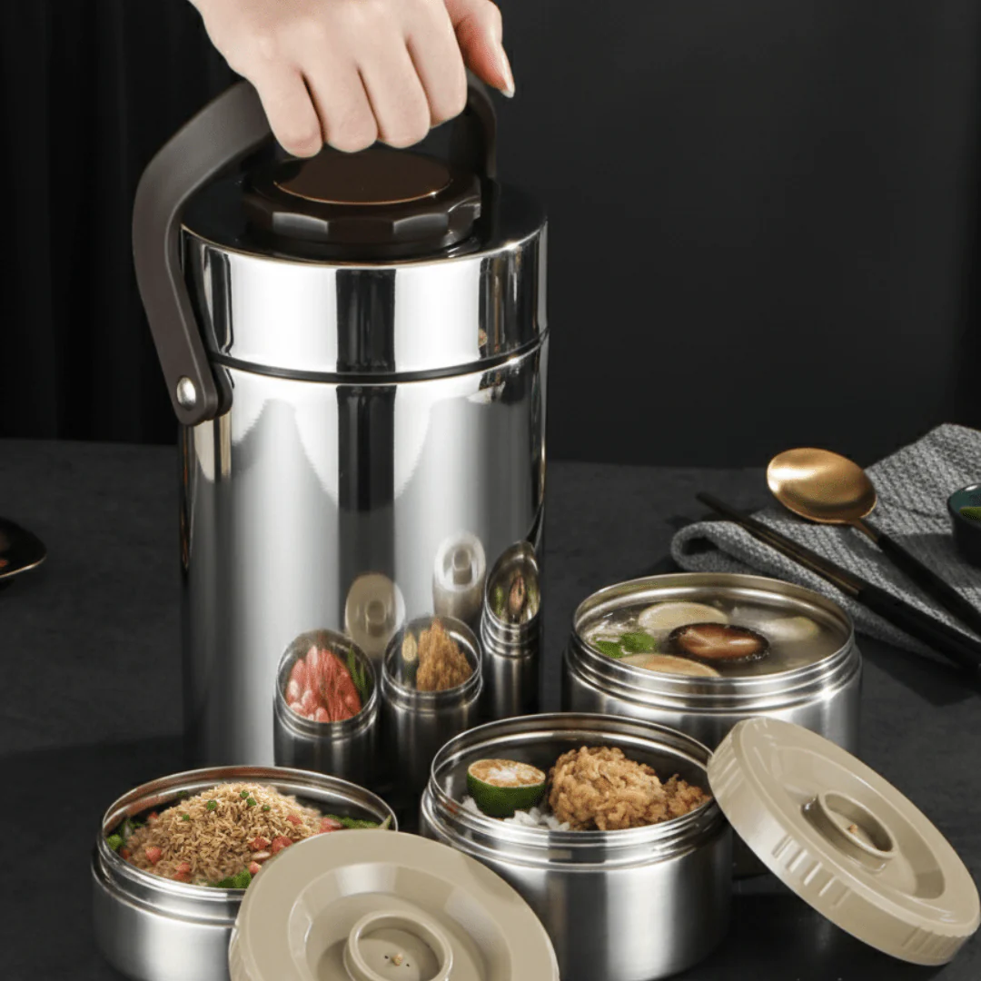 Leakproof 304 Stainless Steel Insulated Lunch Box with Bag (2L) - Image 3