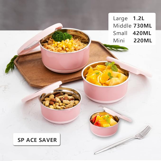 4 Stainless Steel Leakproof Stackable Food Storage Containers - Image 2