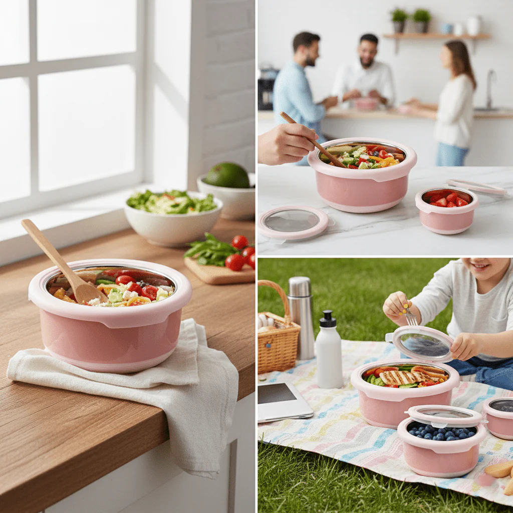 4 Stainless Steel Leakproof Stackable Food Storage Containers - Image 3