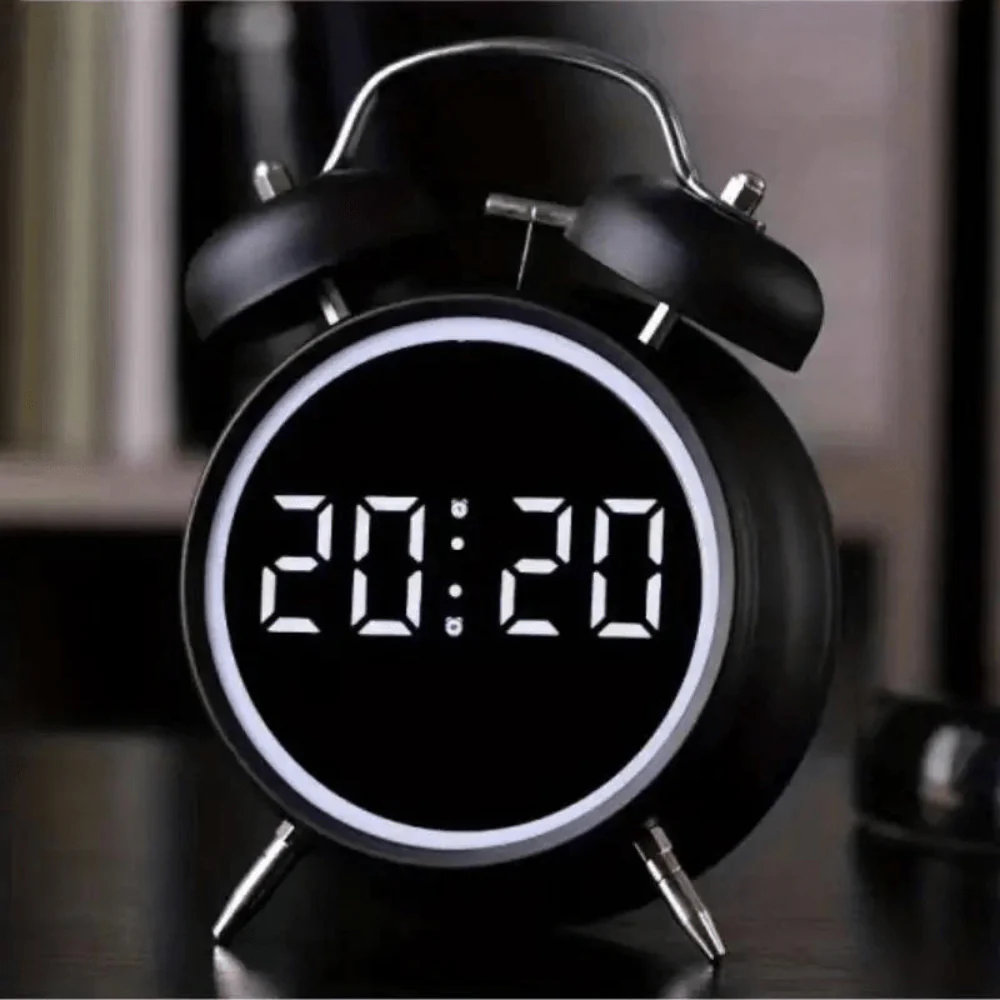 LED Display Twin Bell Metal Clock - Image 7