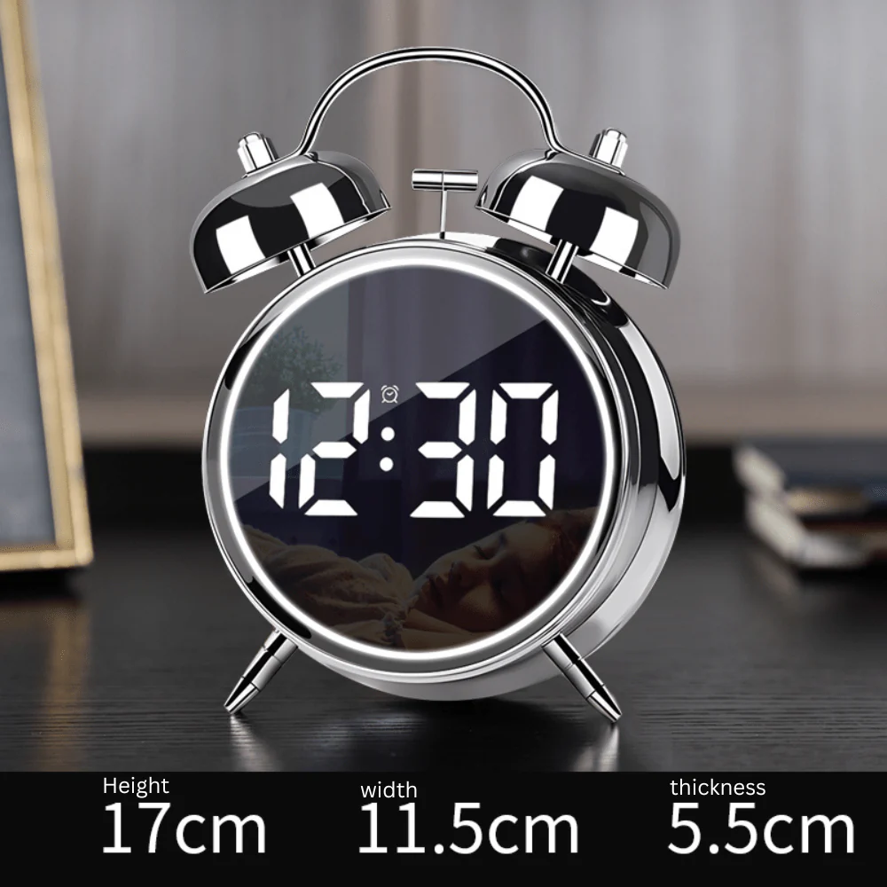 LED Display Twin Bell Metal Clock - Image 8