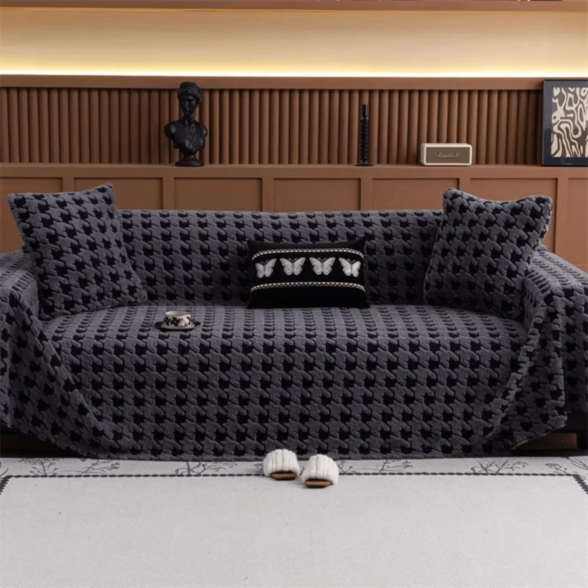 Luxurious Jacquard Sofa Cover (Grey) : [EM-SC-33]
