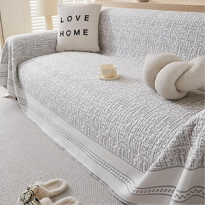 Luxury Chenille Sofa Cover (Grey) : [EM-SC-34]