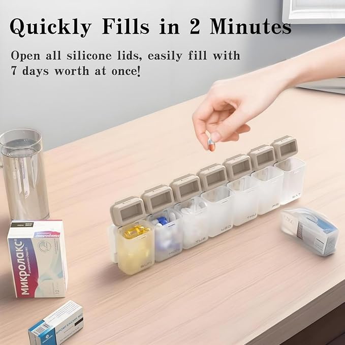 Magnetic Weekly Pill Organizer with 7 Removable Compartments - Image 4