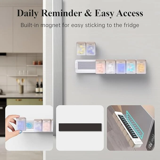 Magnetic Weekly Pill Organizer with 7 Removable Compartments - Image 5