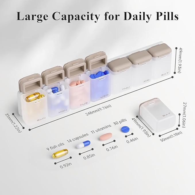 Magnetic Weekly Pill Organizer with 7 Removable Compartments - Image 7