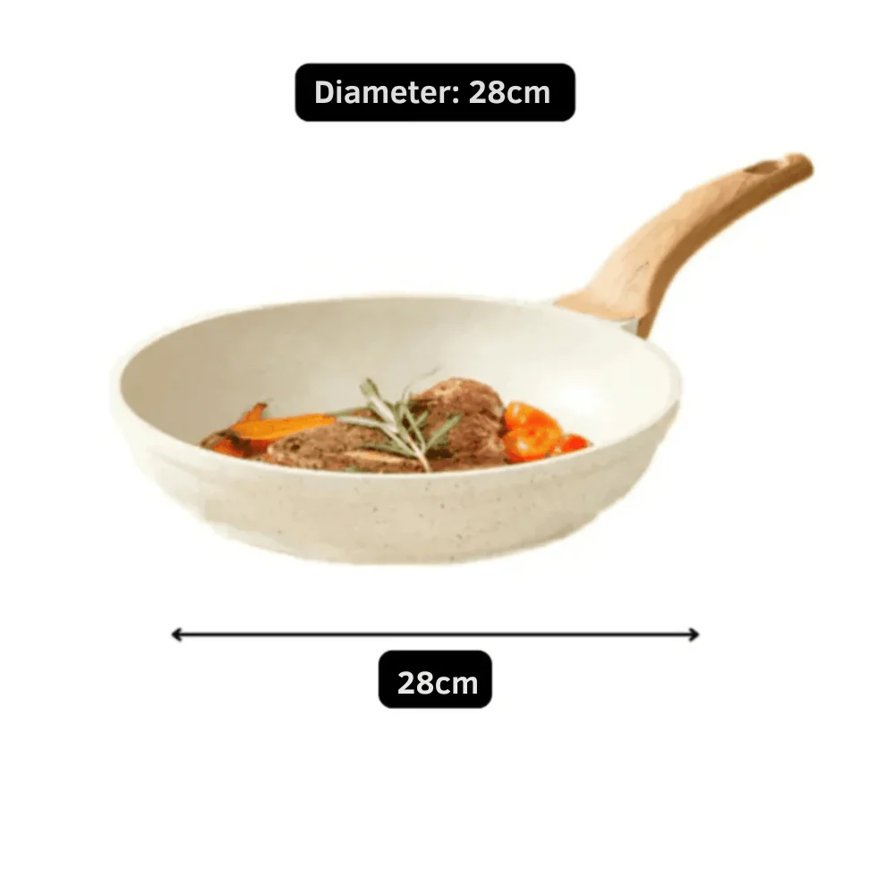 Maifan Stone Non-Stick Flat Bottom Frying Pan with Lid(28cm) - Image 14