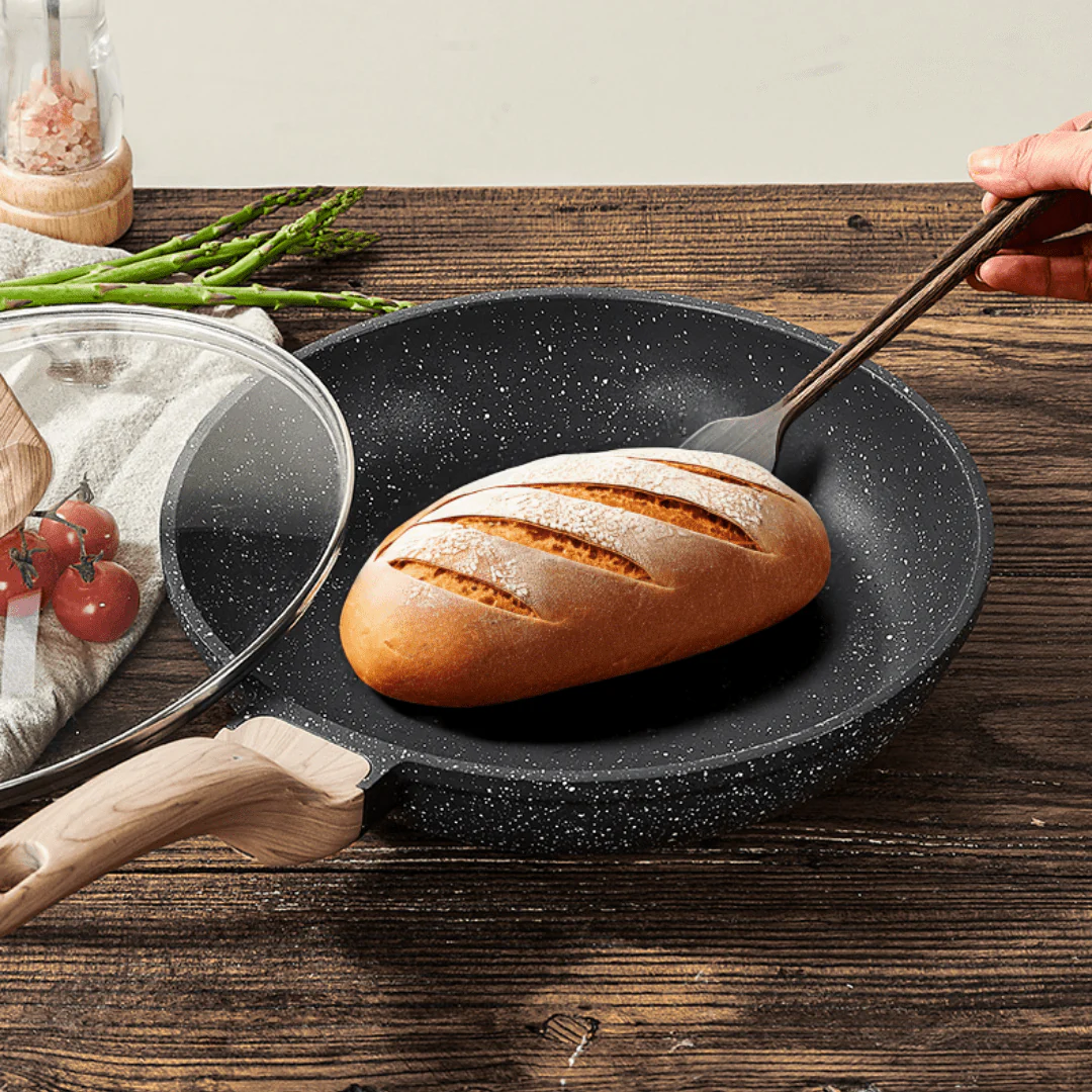 Maifan Stone Non-Stick Flat Bottom Frying Pan (Black-28cm) - Image 5