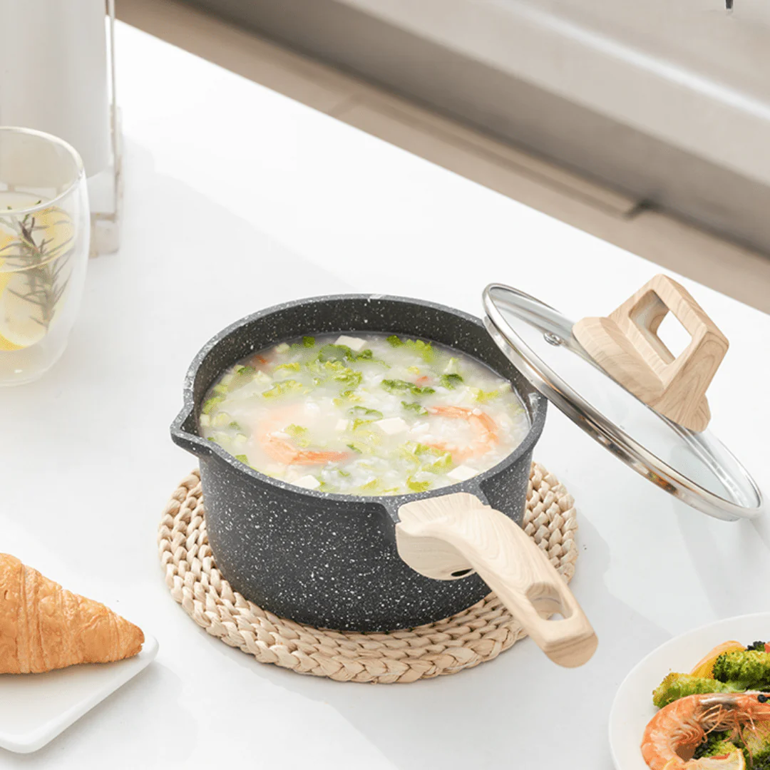 Maifan Stone Non-Stick Pot (Black-18cm) - Image 12