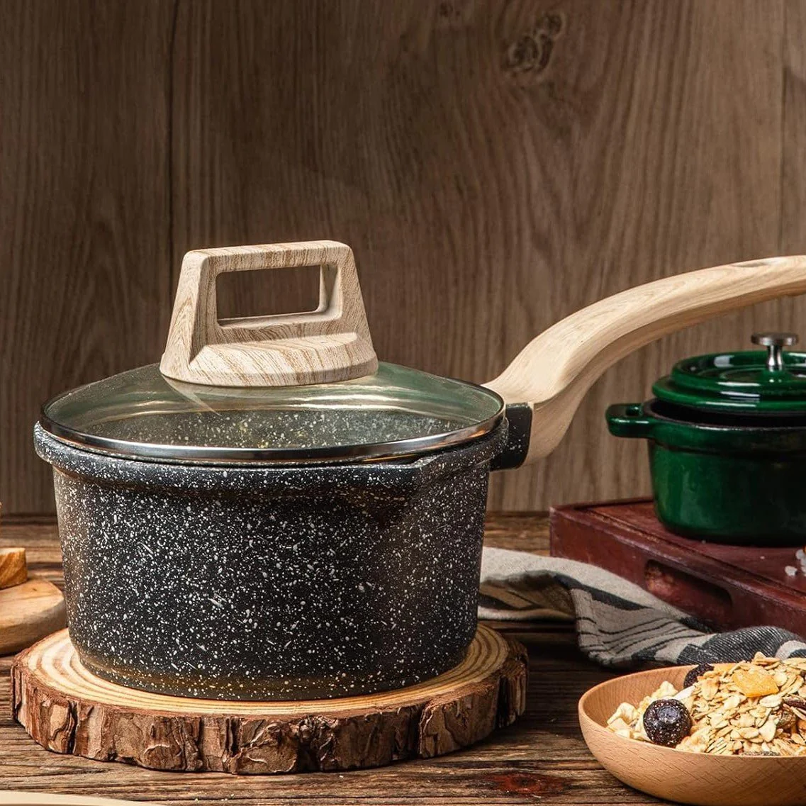 Maifan Stone Non-Stick Pot (Black-18cm) - Image 4