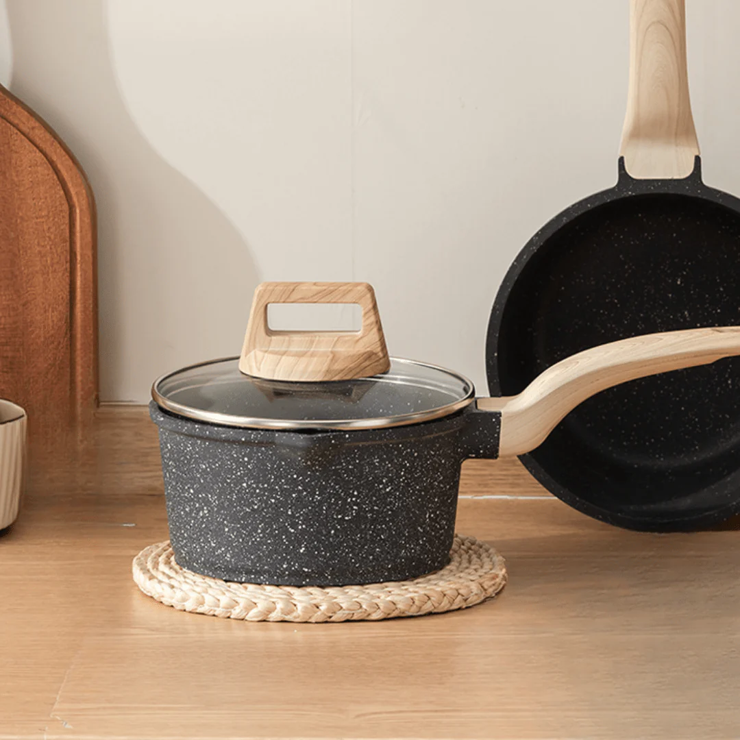 Maifan Stone Non-Stick Pot (Black-18cm) - Image 8