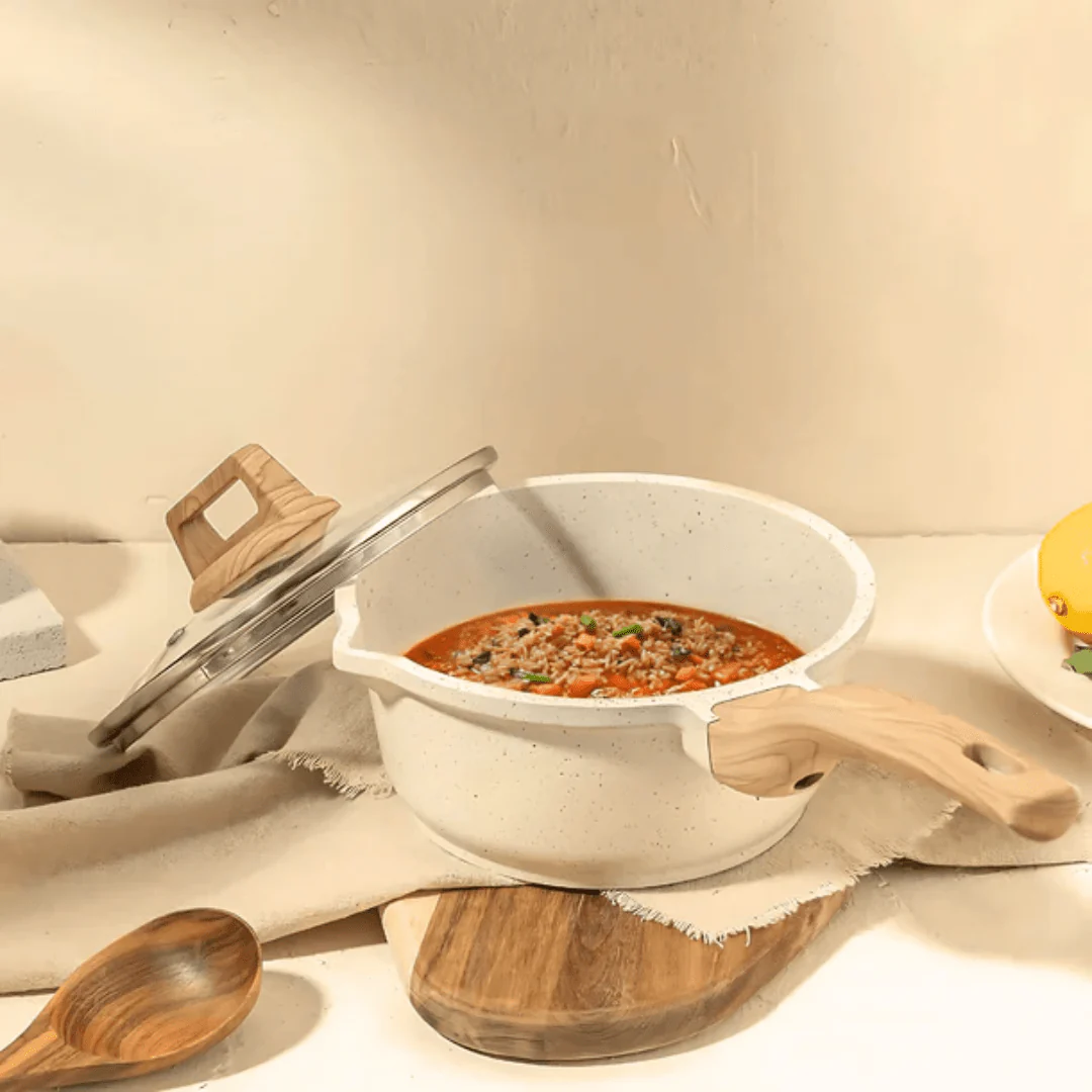 Maifan Stone Non-Stick Pot (White-18cm) - Image 18