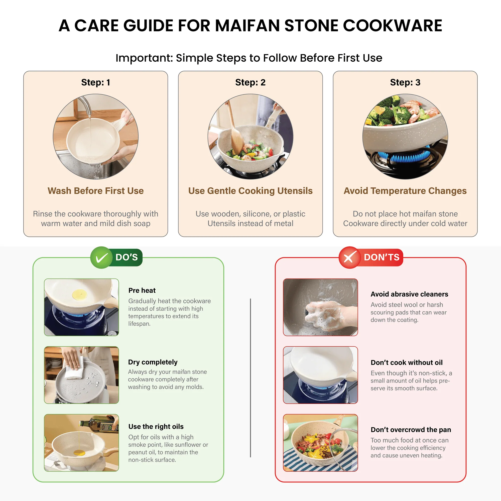 Maifan Stone Non-Stick Flat Bottom Frying Pan (White-24cm) - Image 10