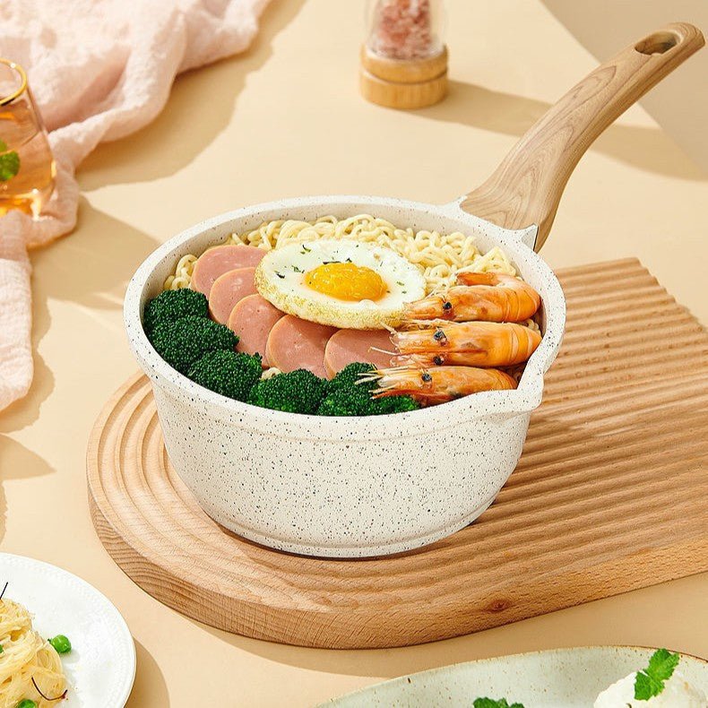Maifan Stone Non-Stick Pot (White-18cm) - Image 3
