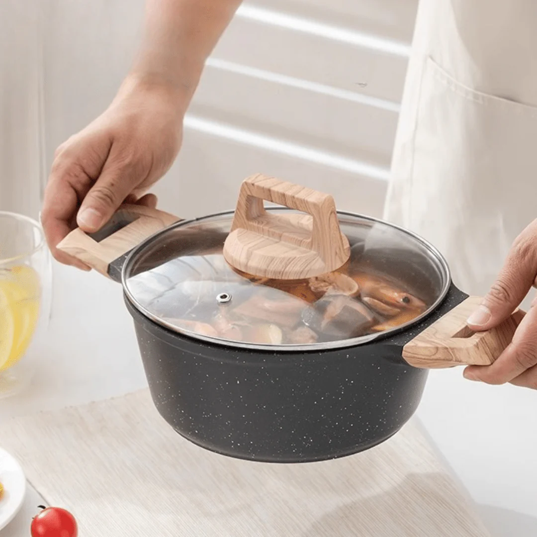 Maifan Stone Non-Stick Sauce Pan with Lid(24cm) - Image 11