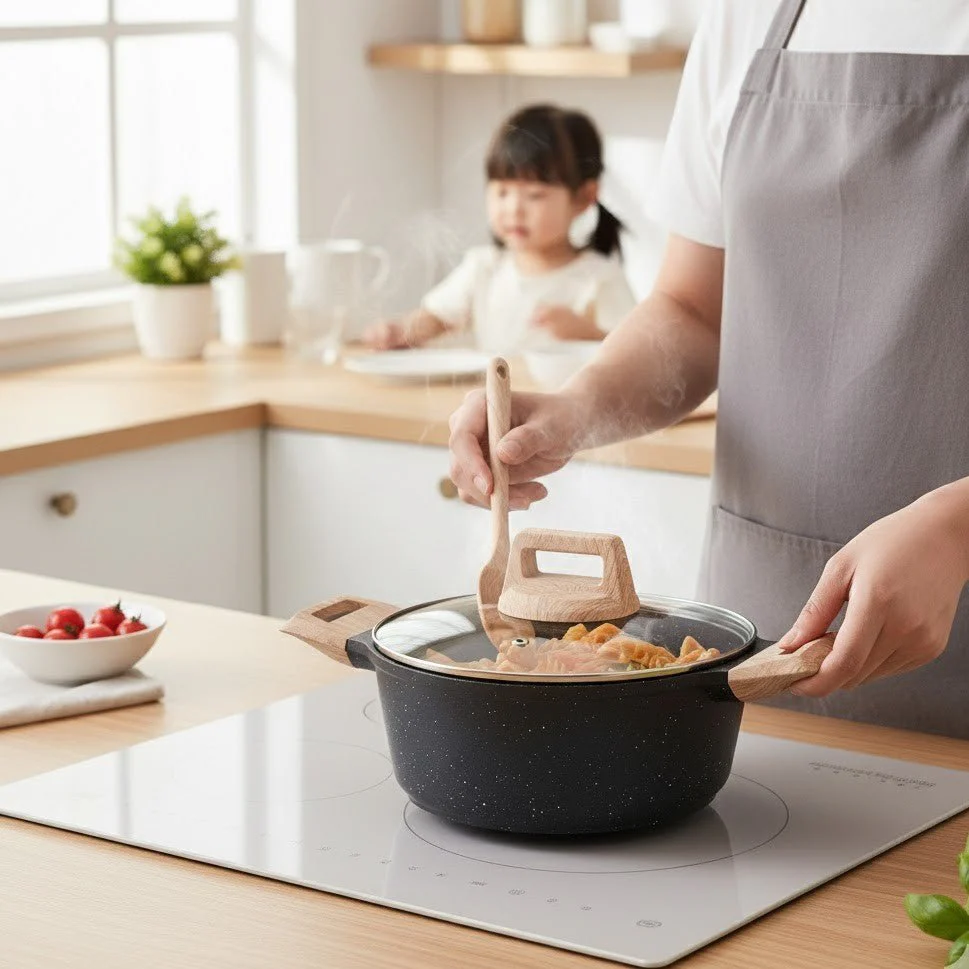 Maifan Stone Non-Stick Sauce Pan (Black-24cm) - Image 9