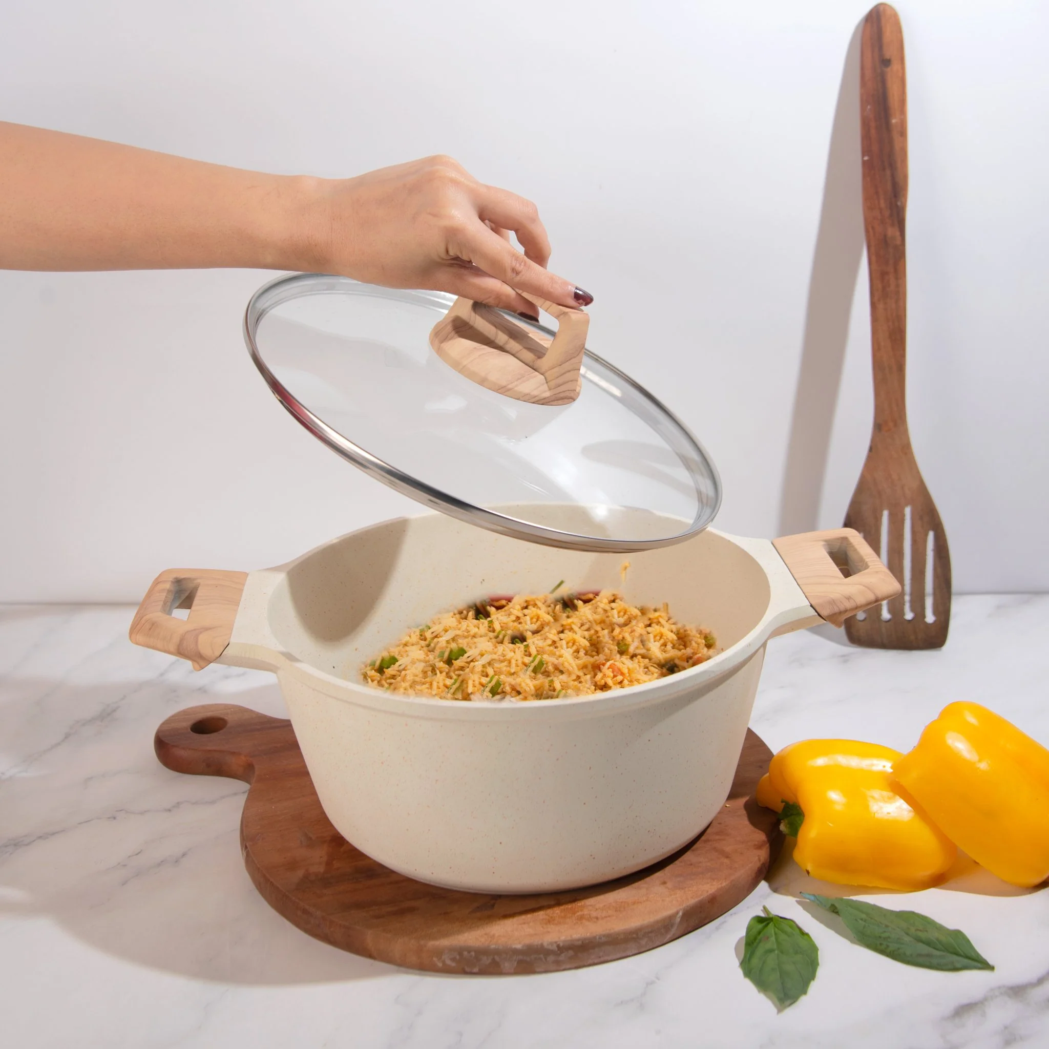 Maifan Stone Non-Stick Sauce Pan (White-24cm) - Image 5