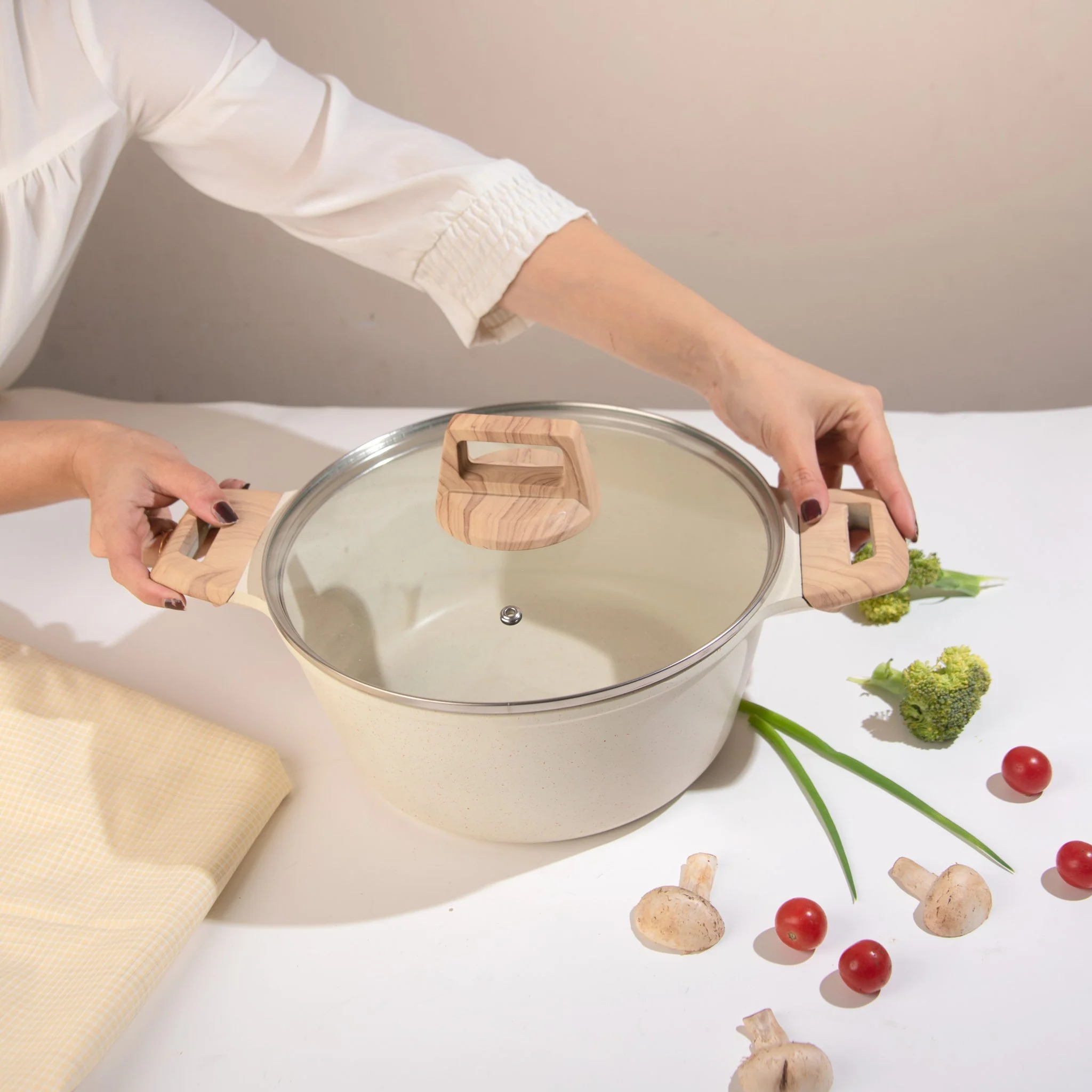 Maifan Stone Non-Stick Sauce Pan (White-24cm) - Image 8