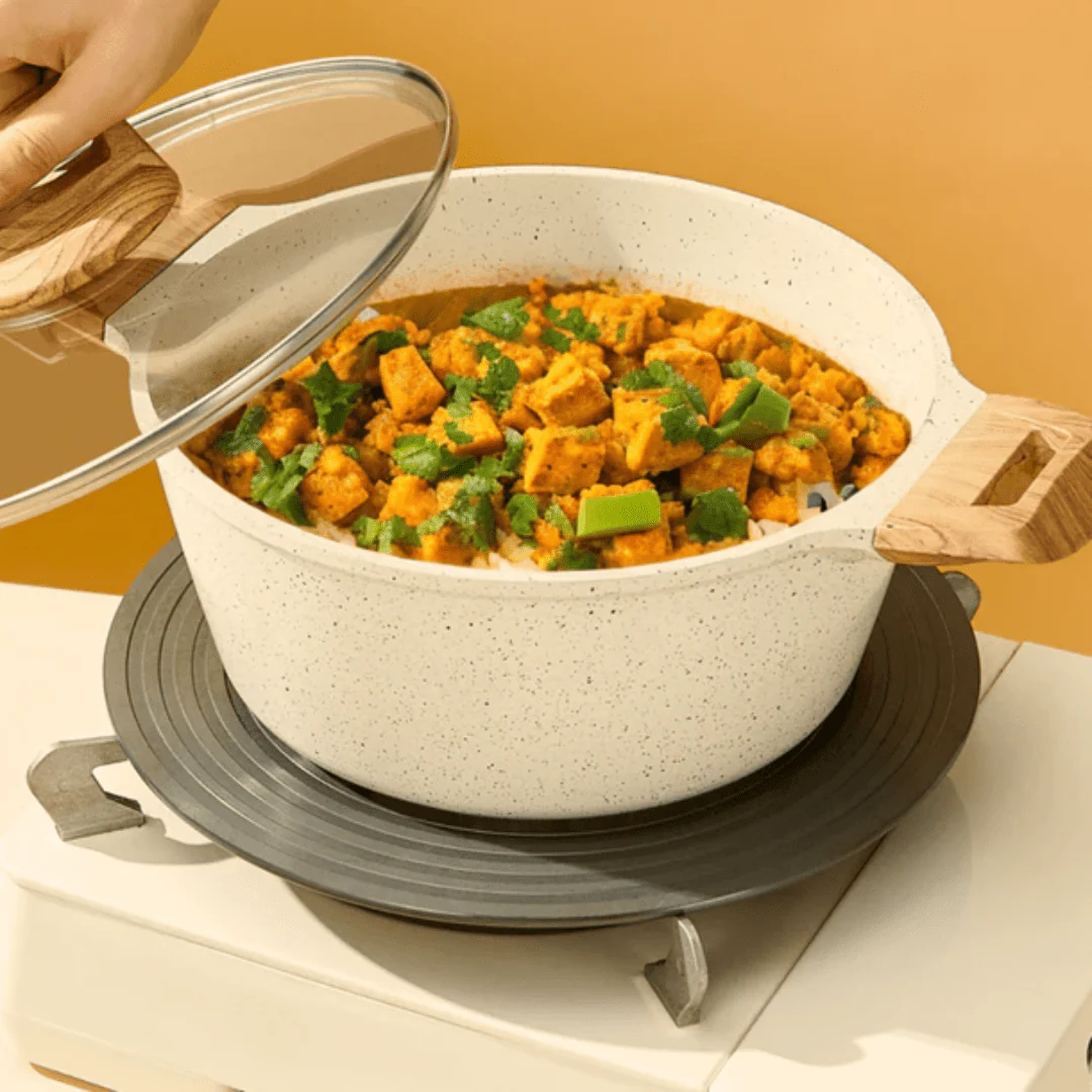 Maifan Stone Non-Stick Sauce Pan (White-24cm) - Image 9