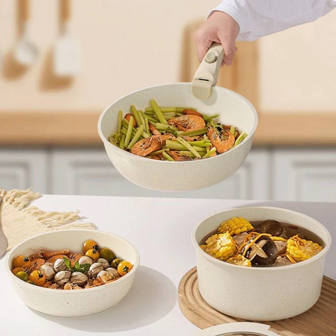 Maifan Stone Nonstick Cookware Set with Detachable Handles (11 Piece) - Image 11