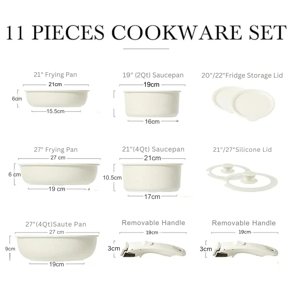 Maifan Stone Nonstick Cookware Set with Detachable Handles (11 Piece) - Image 19