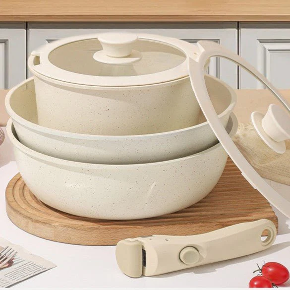 Maifan Stone Nonstick Cookware Set with Detachable Handles (11 Piece) - Image 9