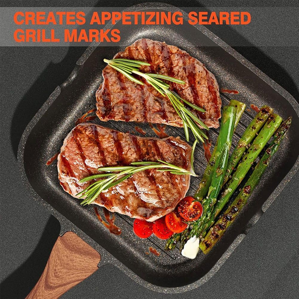 Maifan Stone Nonstick Grill Pan with Marble Coated (24cm) - Image 3