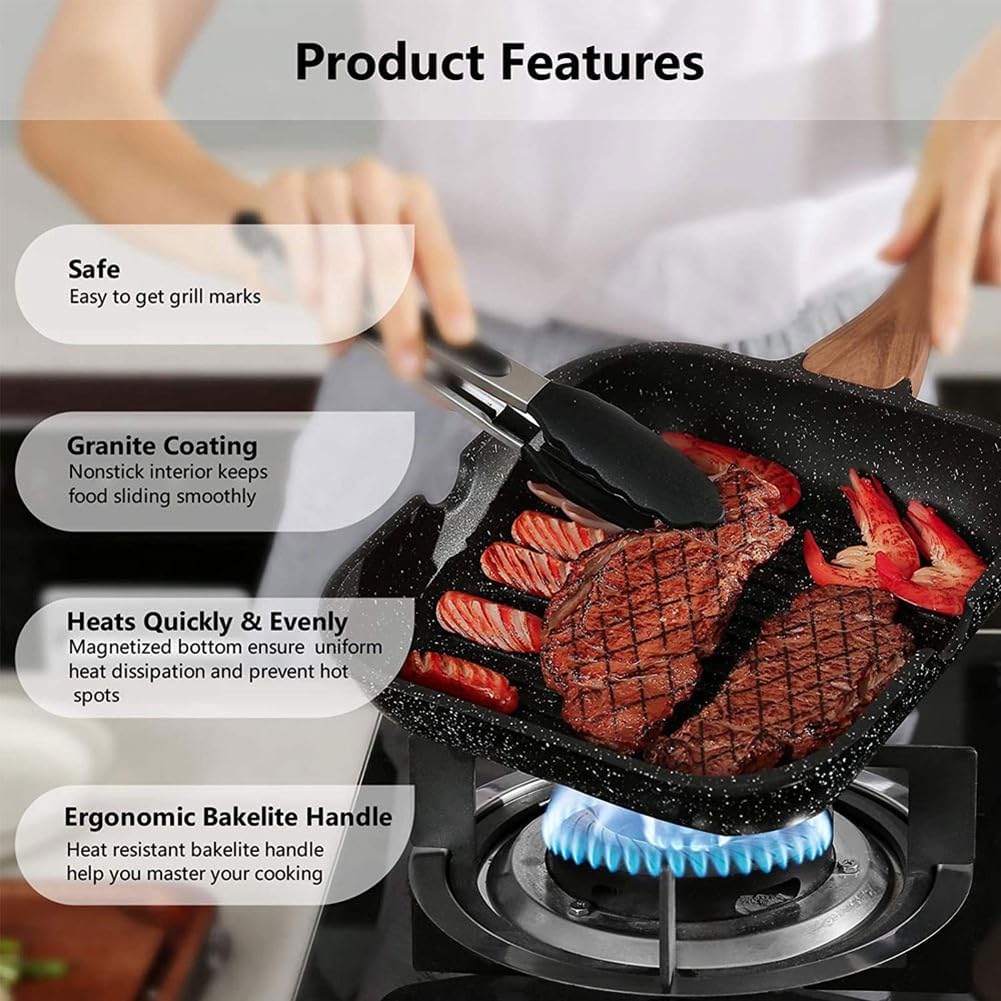 Maifan Stone Nonstick Grill Pan with Marble Coated (24cm) - Image 6
