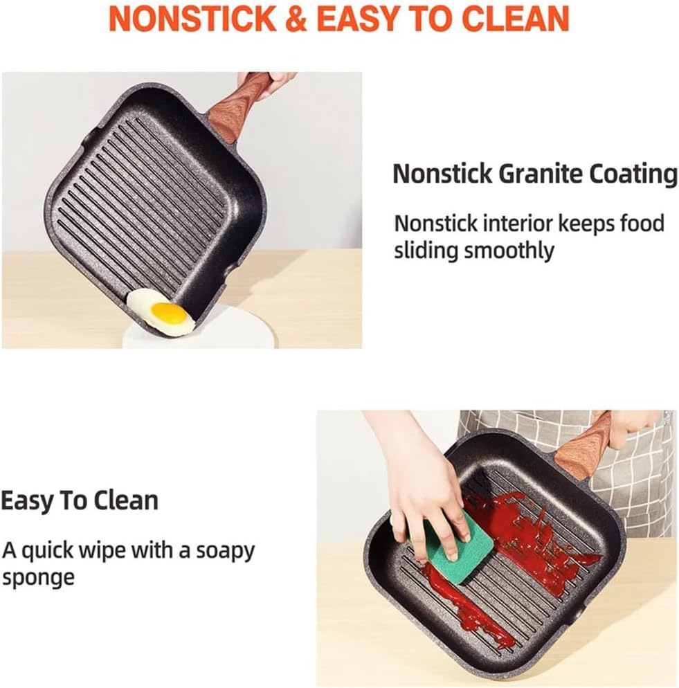 Maifan Stone Nonstick Grill Pan with Marble Coated (24cm) - Image 9