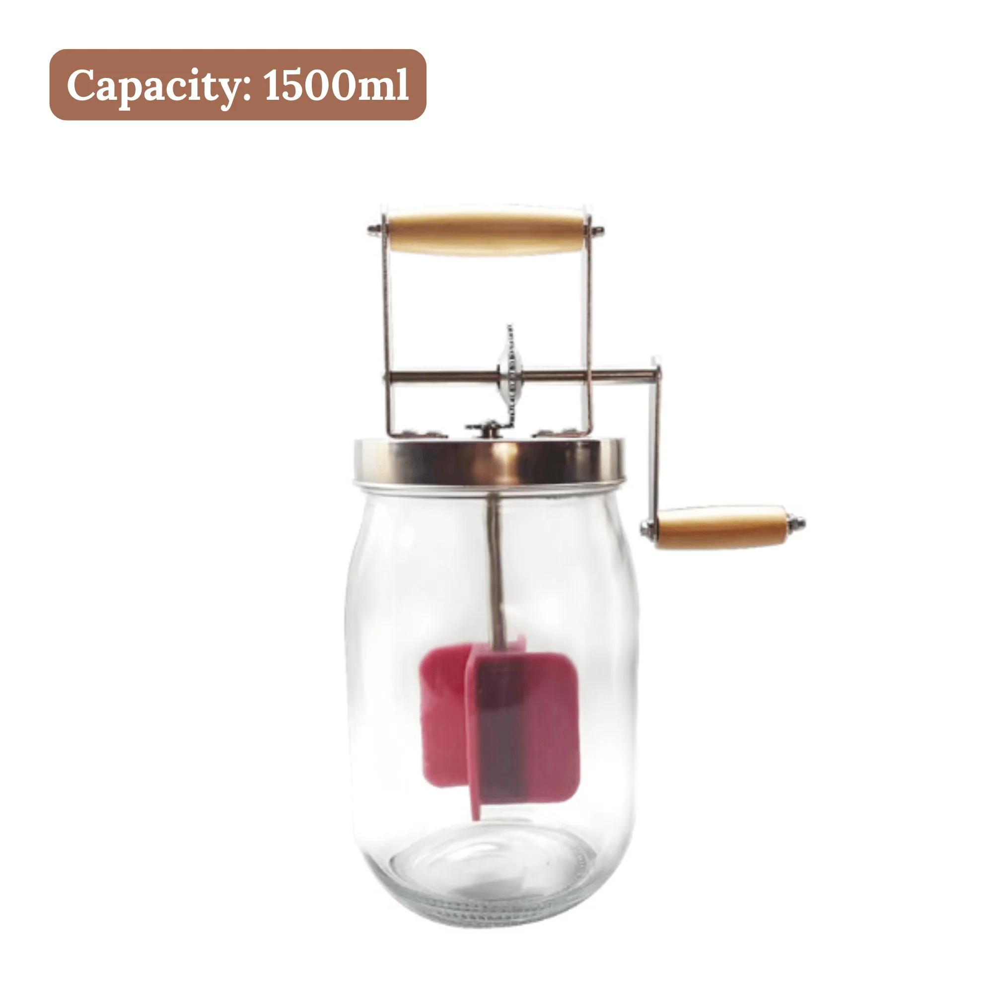 Manual Hand-Crank Butter Churner with Wooden Handle (1500ml) - Image 7