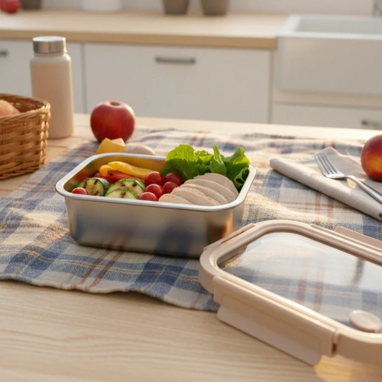 Stainless Steel Container with Air Vent Glass Lid(800ml) - Image 3
