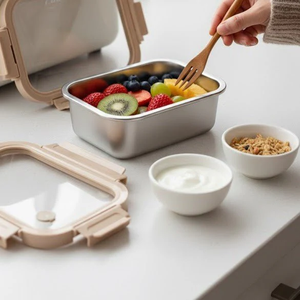 Stainless Steel Container with Air Vent Glass Lid(800ml) - Image 4