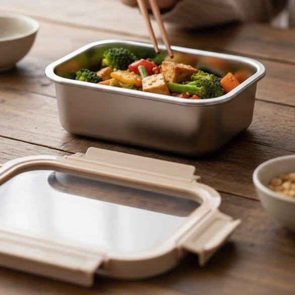 Stainless Steel Container with Air Vent Glass Lid(800ml) - Image 5