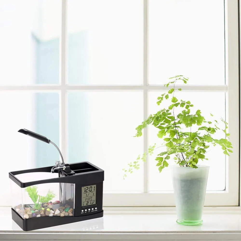 Mini Aquarium Fish Tank With LED Clock - Image 4