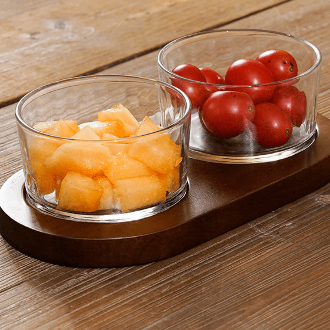 Minimalist Glass Snack Plate with Bamboo Lid (2-GRID) - Image 5