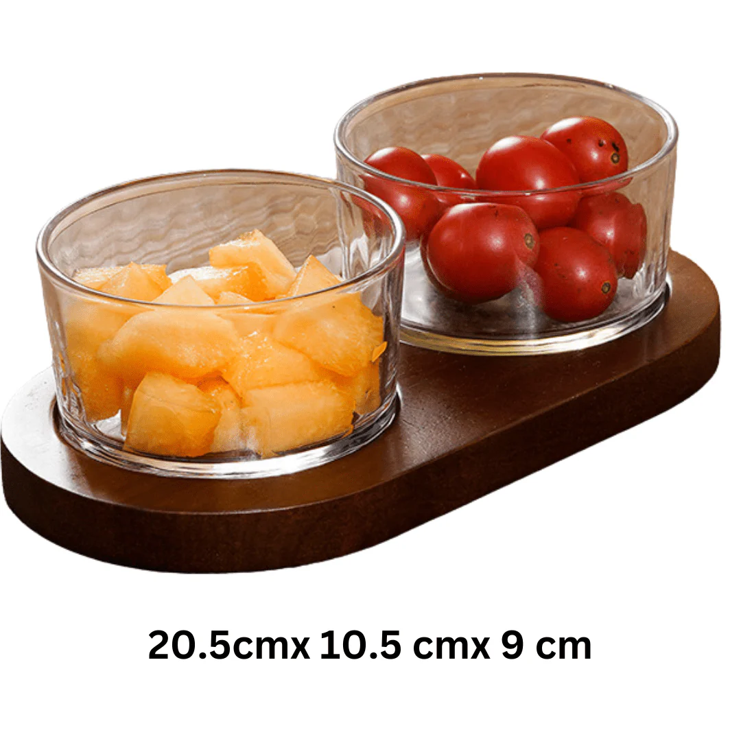 Minimalist Glass Snack Plate with Bamboo Lid (2-GRID) - Image 6