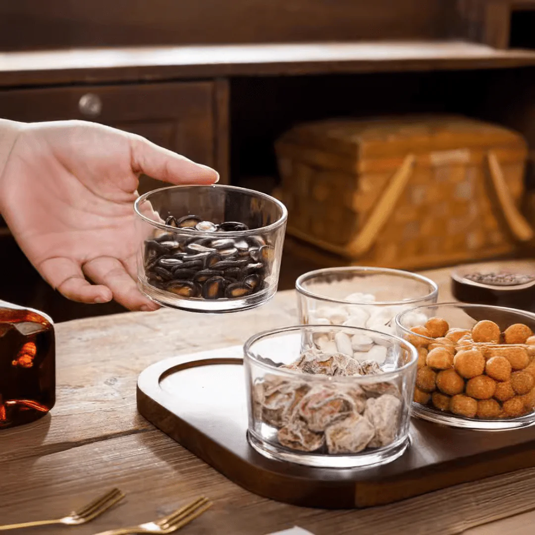 Minimalist Glass Snack Plate with Bamboo Lid (4-GRID) - Image 5