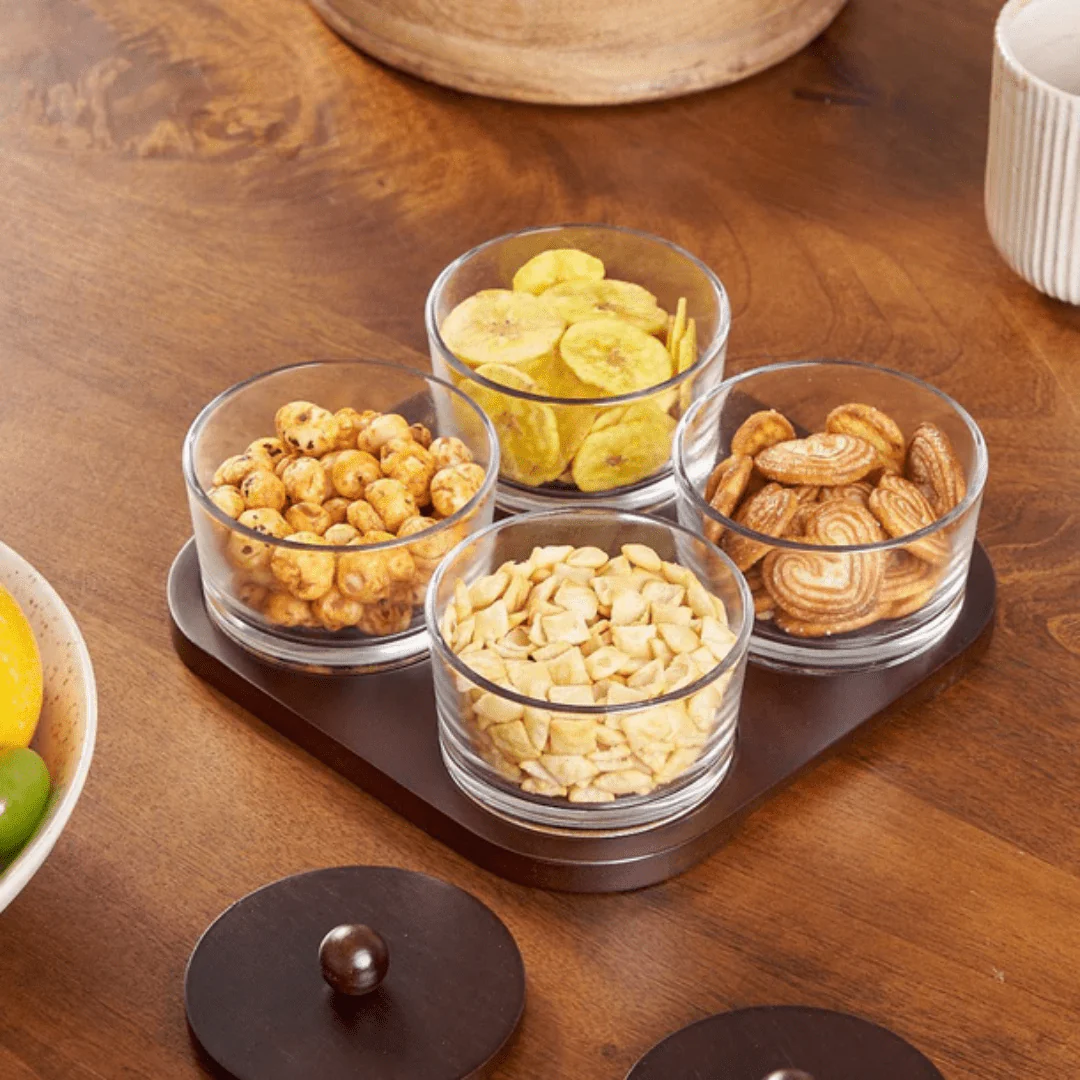 Minimalist Glass Snack Plate with Bamboo Lid (4-GRID) - Image 6