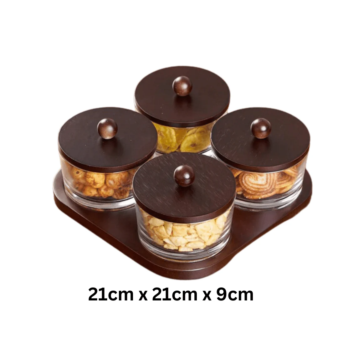 Minimalist Glass Snack Plate with Bamboo Lid (4-GRID) - Image 7