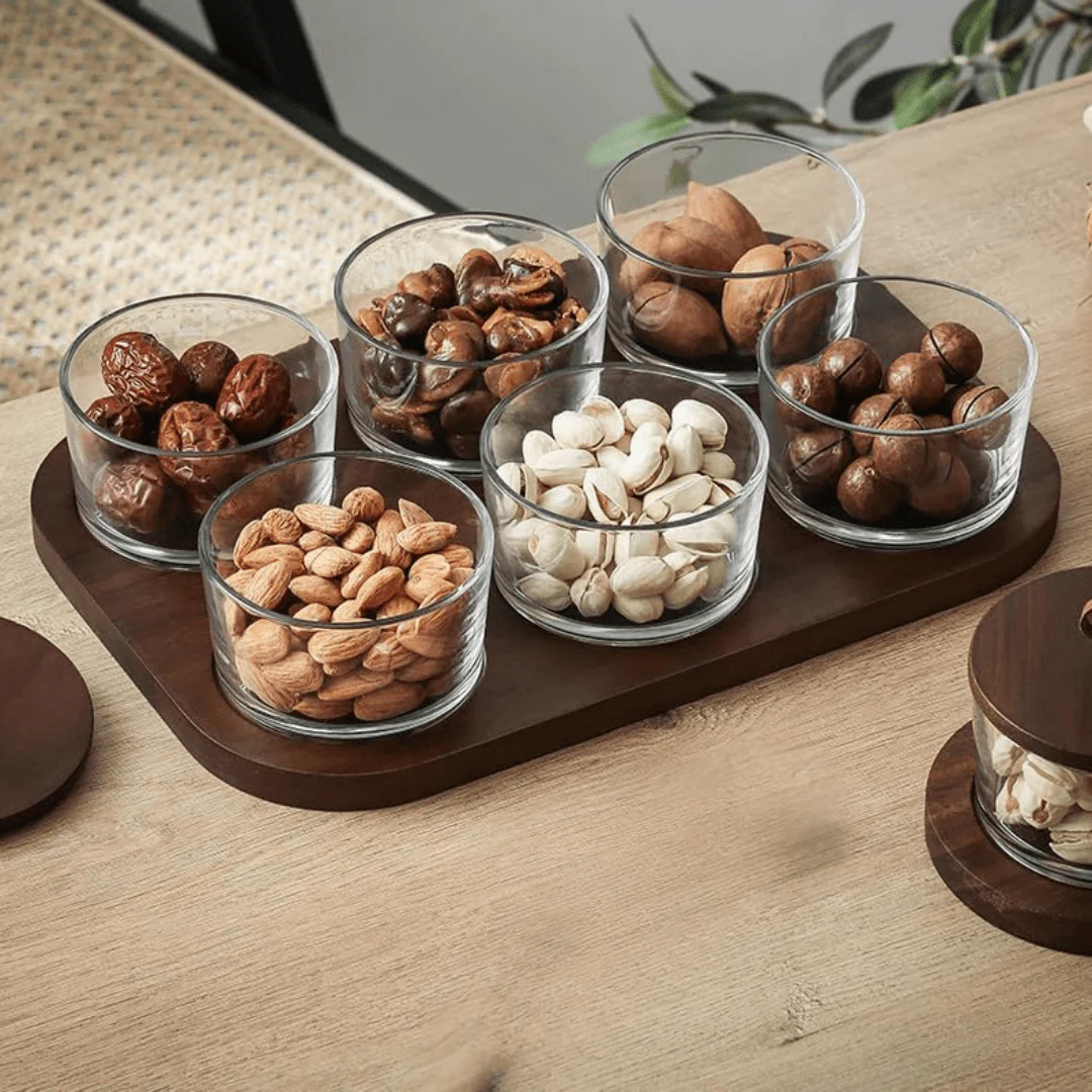 Minimalist Glass Snack Plate with Bamboo Lid (6-GRID) - Image 4