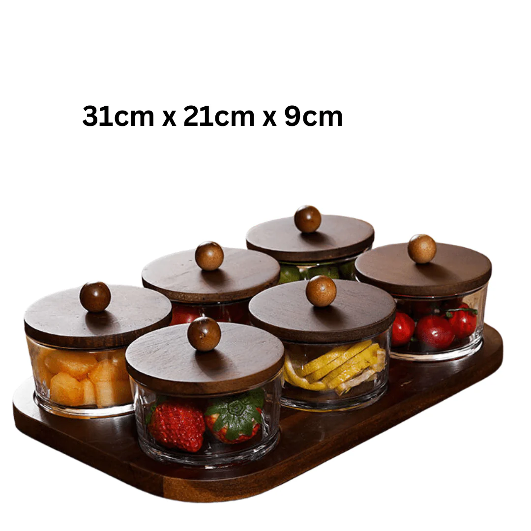 Minimalist Glass Snack Plate with Bamboo Lid (6-GRID) - Image 6