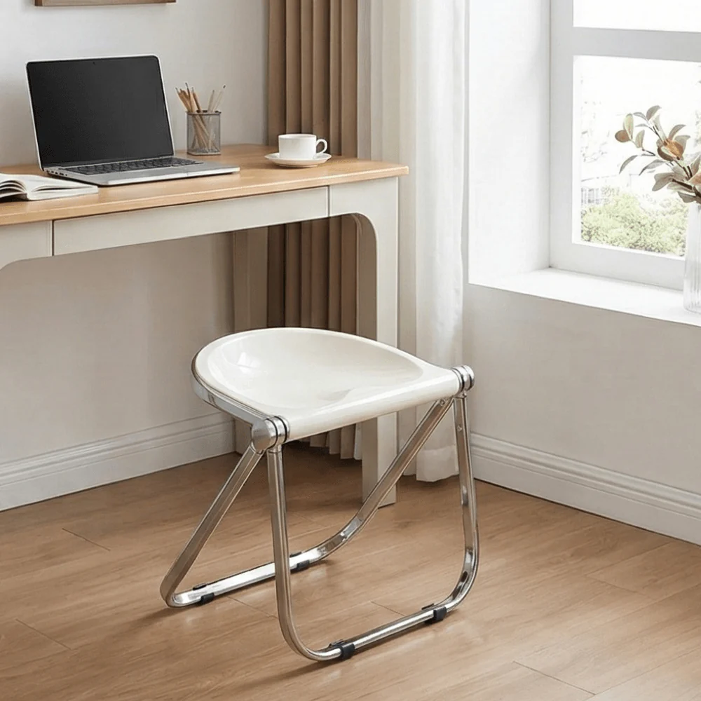Minimalist Light-Luxury Acrylic Metal Folding Seating Chair - Image 6