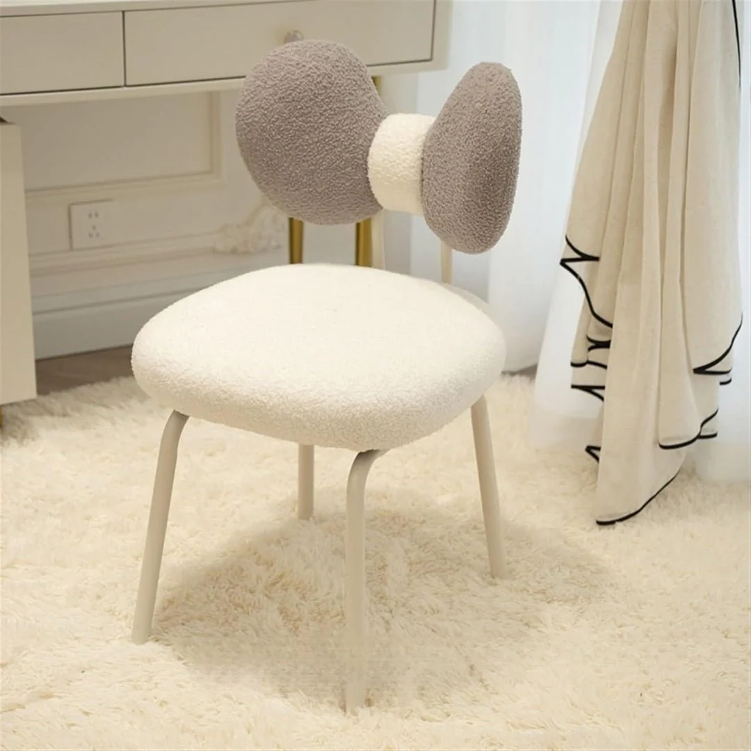Modern 360° Rotatable Vanity Chair with Bowknot Back - Image 4