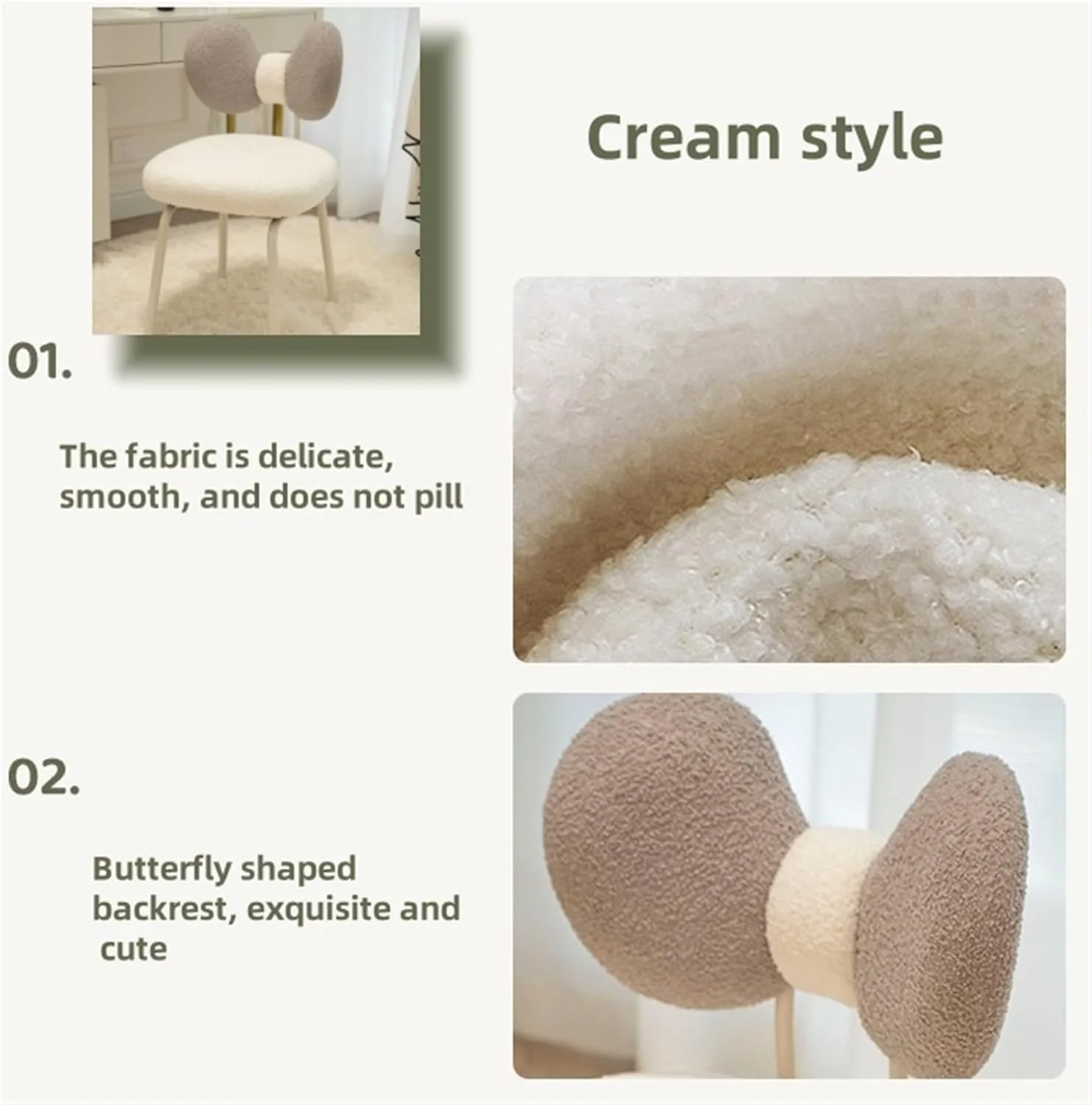 Modern 360° Rotatable Vanity Chair with Bowknot Back - Image 6