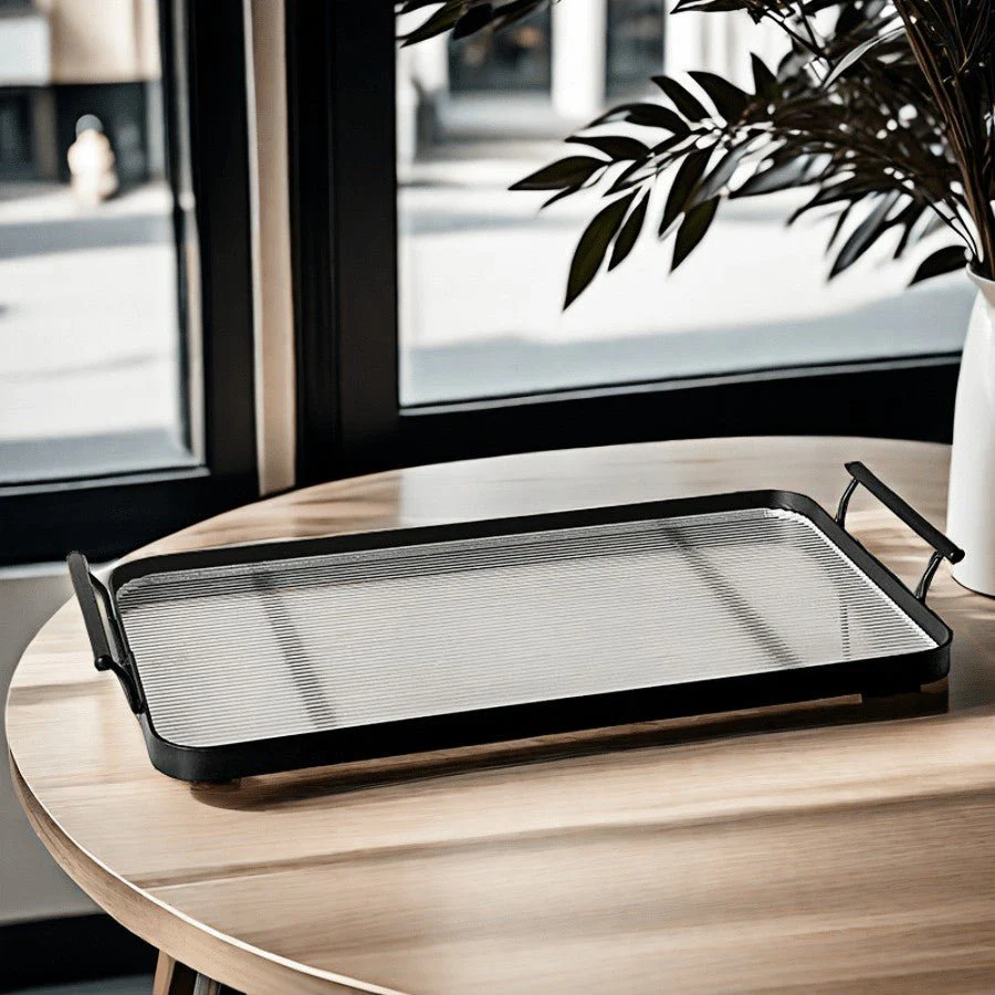 Modern Elegant Transparent Acrylic Serving Tray with Handles - Image 2