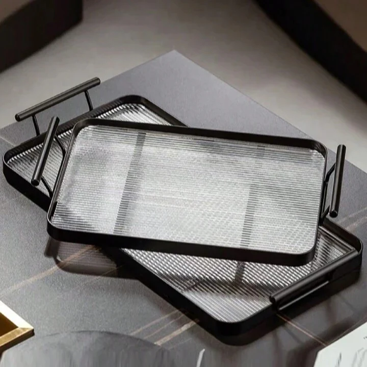 Modern Elegant Transparent Acrylic Serving Tray with Handles - Image 4