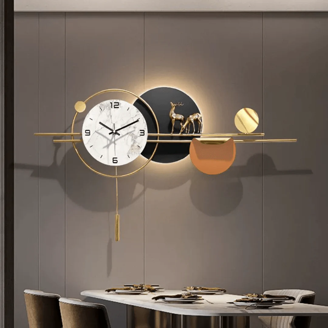 Modern Iron Hanging Wall Clock with Marble Texture Dial - Image 3