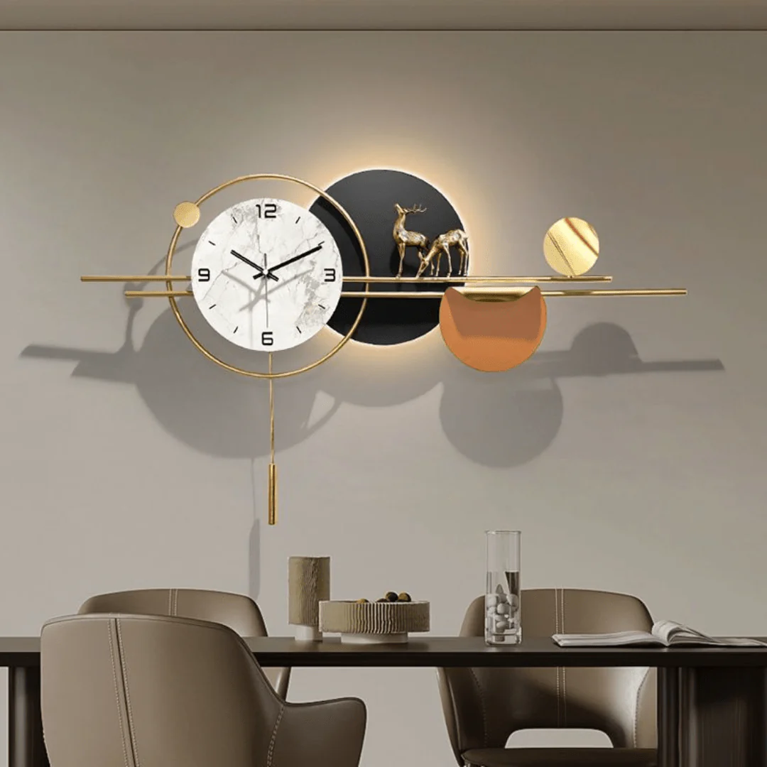 Modern Iron Hanging Wall Clock with Marble Texture Dial - Image 4
