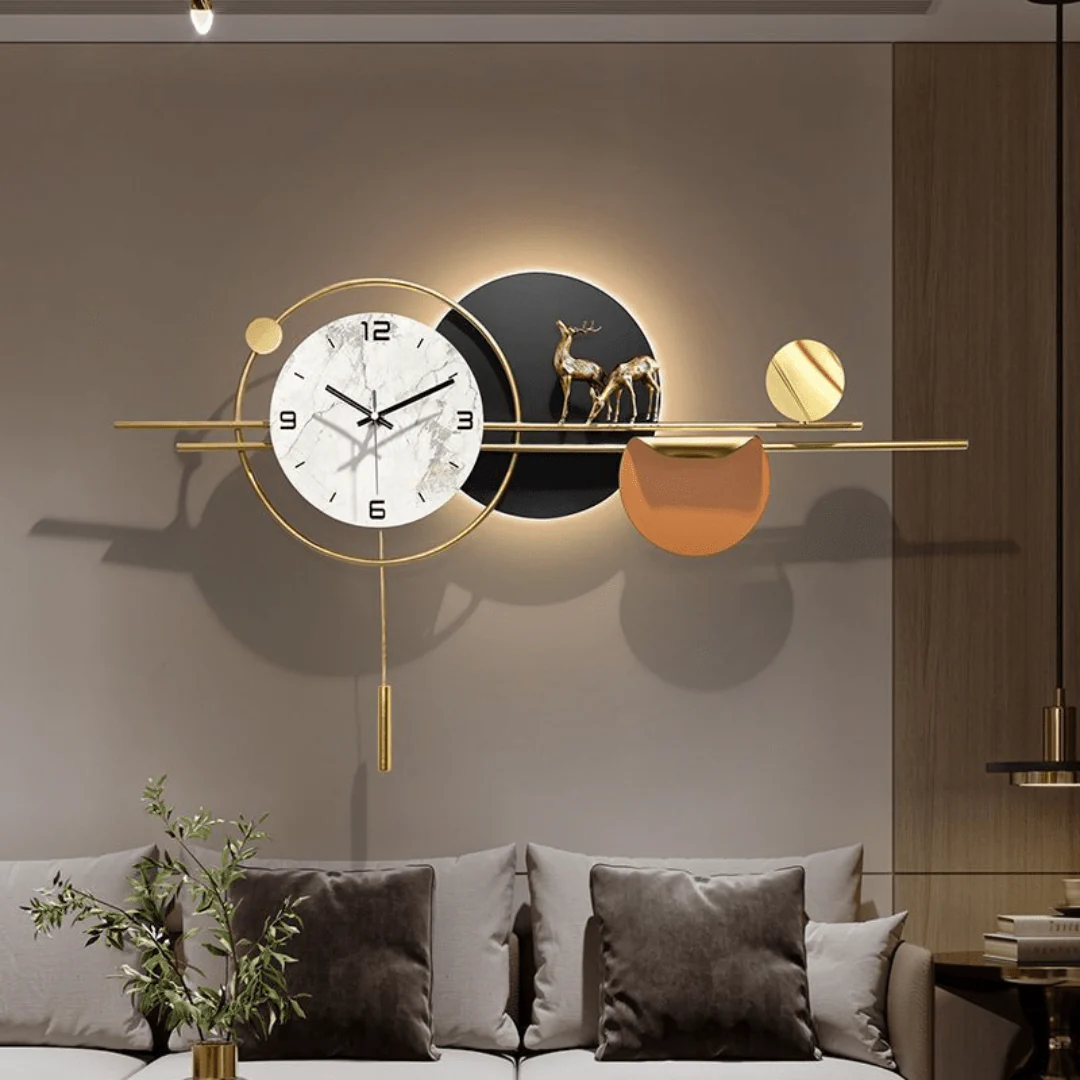 Modern Iron Hanging Wall Clock with Marble Texture Dial - Image 5