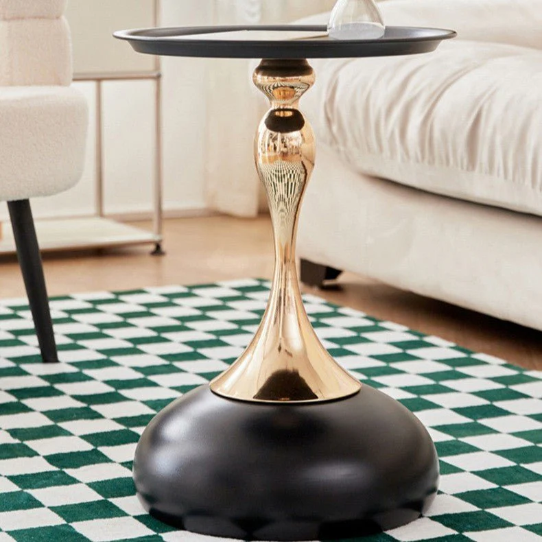 Modern Metal Pedestal Round Side Table for Living Room - Image 5